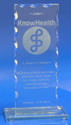  Statuetka dla WSSE w Warszawie za zajęcia II miejsca w plebiscycie Know Health 2013 w kategorii najlepsza inicjatywa w dziedzinie profilaktyki i promocji zdrowia.