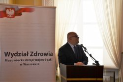 Na zdjęciu:  dr n. o zdr. Jarosław Chmielewski, Dyrektor Wydziału Zdrowia MUW wita uczestników spotkania. 